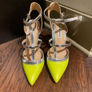 Steve Madden Neon Green and Silver Sz 8.5 Heel